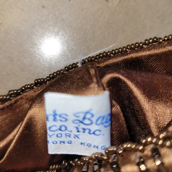 Fine Arts Beaded Bag ~ Vintage ~ Hong Kong ~ Bronze Shimmer ~ Needs TLC - Picture 10 of 16